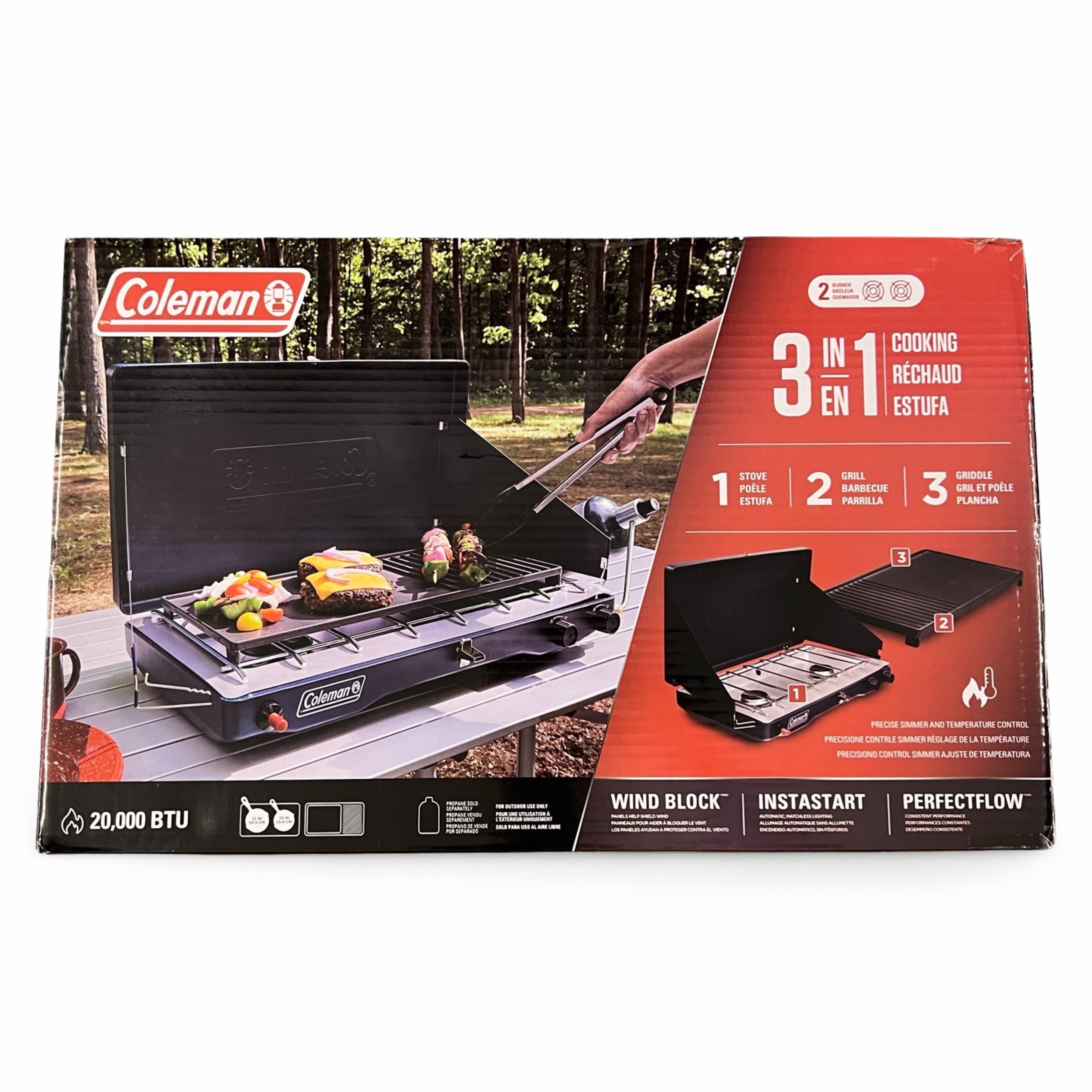 Coleman 3-in-1 Camping Stove with Grill and Griddle