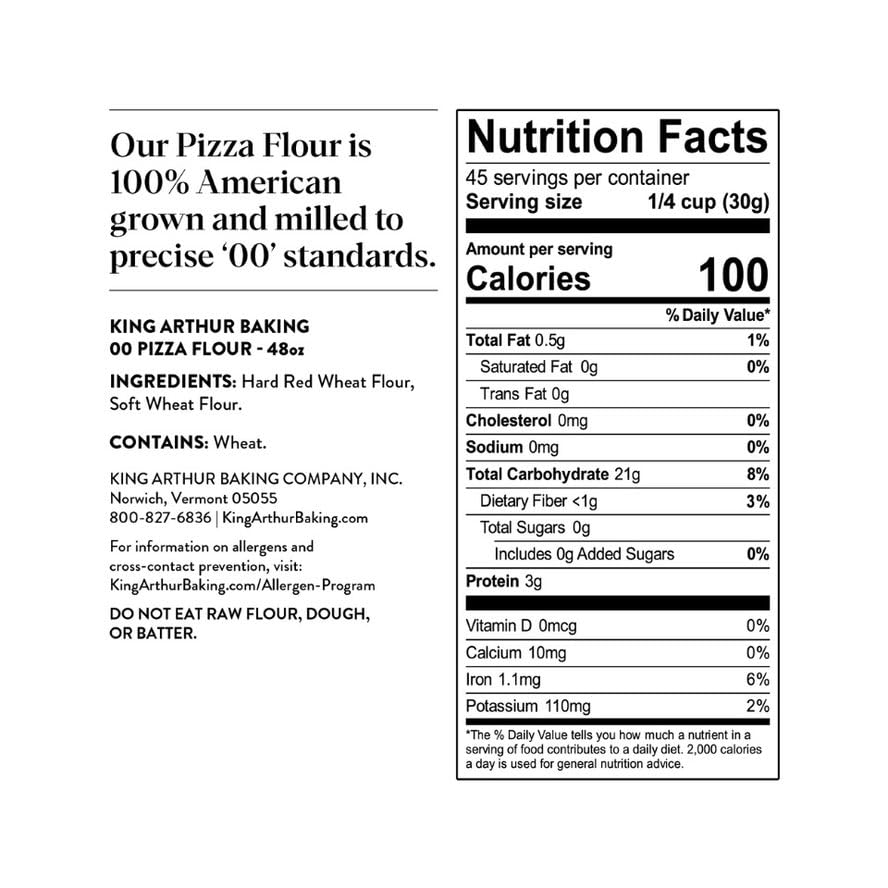 King Arthur 00 Pizza Flour, Non-GMO, 100% American Grown Wheat