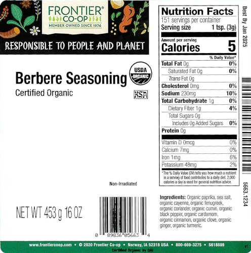 Organic Berbere Seasoning by Frontier Co-op, 1lb