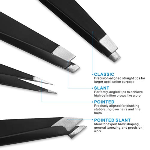 Professional Stainless Steel Tweezers Set for Precision Hair Removal