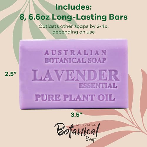 Lavender Botanical Soap Bars, Shea Butter Enriched-Pack of 8