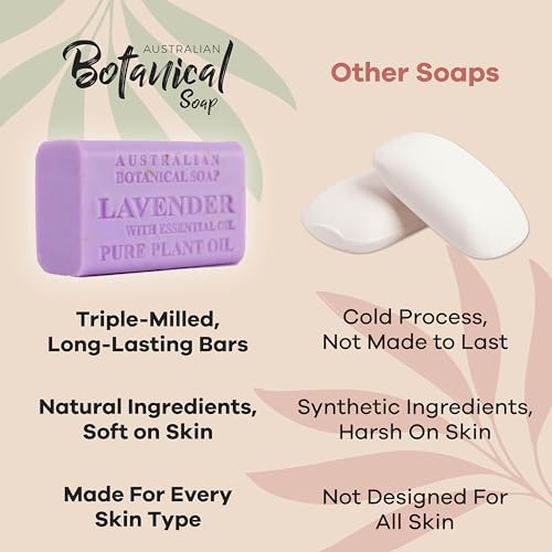 Lavender Botanical Soap Bars, Shea Butter Enriched-Pack of 8