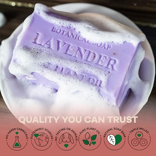 Lavender Botanical Soap Bars, Shea Butter Enriched-Pack of 8