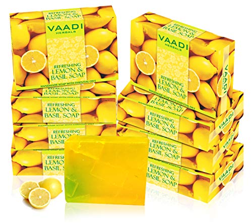 Vaadi Herbals Lemon & Basil Oil Bar Soap, 8-Pack