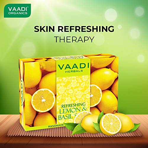 Vaadi Herbals Lemon & Basil Oil Bar Soap, 8-Pack