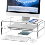 Clear Acrylic Monitor Stand Riser for Multi Media Storage