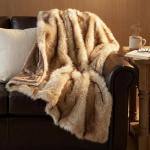 Hyde Lane Luxury Faux Fur Throw Blanket, Fox Golden