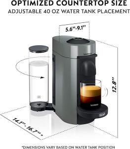 De'Longhi Nespresso VertuoPlus Coffee and Espresso Machine, Grey