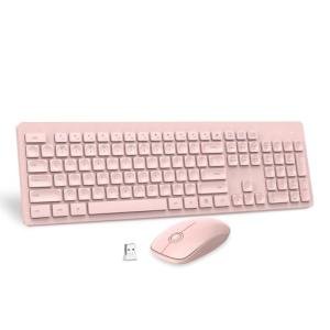 Ultra-Slim Pink Wireless Keyboard and Mouse Set, Keycaps