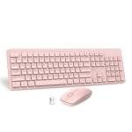 Ultra-Slim Pink Wireless Keyboard and Mouse Set, Keycaps