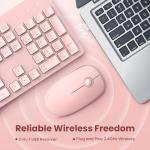 Ultra-Slim Pink Wireless Keyboard and Mouse Set, Keycaps