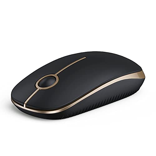 Black and Gold Wireless Slim Portable Computer Mouse