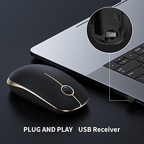 Black and Gold Wireless Slim Portable Computer Mouse