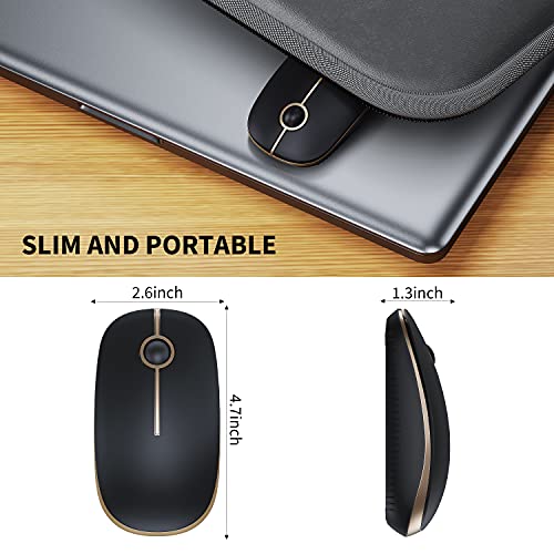 Black and Gold Wireless Slim Portable Computer Mouse