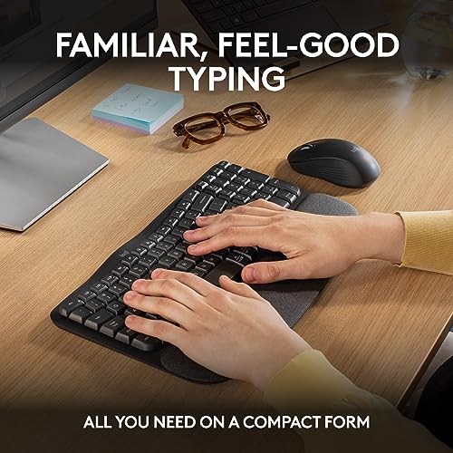 Logitech Wave Keys MK670 Combo, Ergonomic Wireless Keyboard