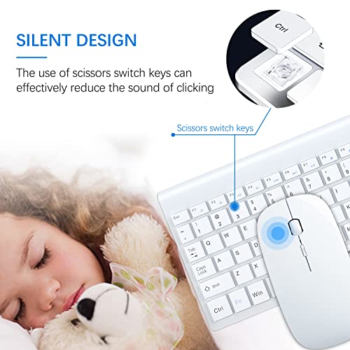 Wireless Ultra-Slim Keyboard and Mouse Combo Set, White