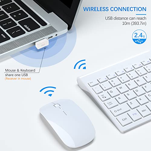 Wireless Ultra-Slim Keyboard and Mouse Combo Set, White