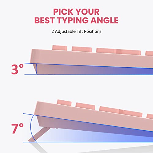 Ultra-Slim Pink Wireless Keyboard and Mouse Set, Keycaps