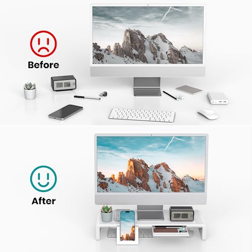 Klearlook Foldable Monitor Stand Riser, Adjustable Desk Shelf