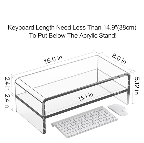 Clear Acrylic Monitor Stand Riser for Multi Media Storage