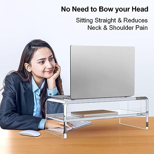 Clear Acrylic Monitor Stand Riser for Multi Media Storage