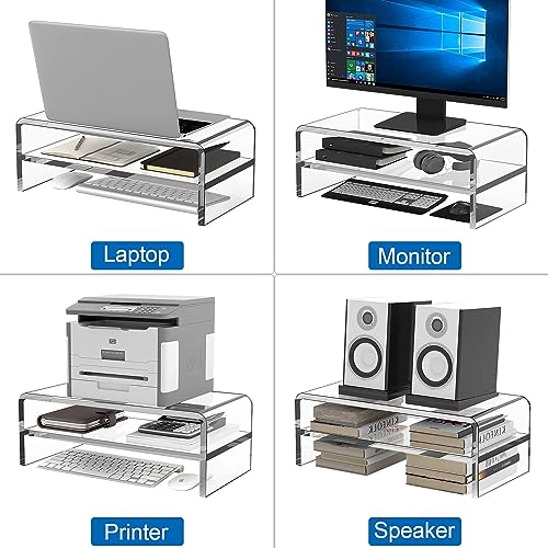Clear Acrylic Monitor Stand Riser for Multi Media Storage