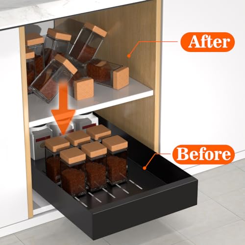 Carbon Steel Pull-Out Cabinet Organizer, Pantry Storage Shelves