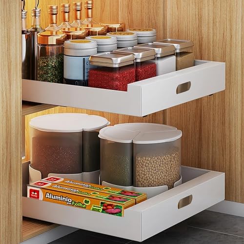 2 Pack Pull Out Cabinet Organizer with Adhesive