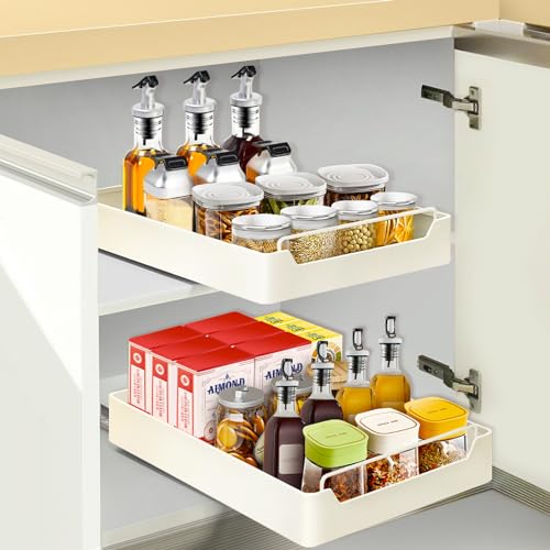 Adhesive Pull Out Cabinet Organizer: Carbon Steel Sliding Shelf