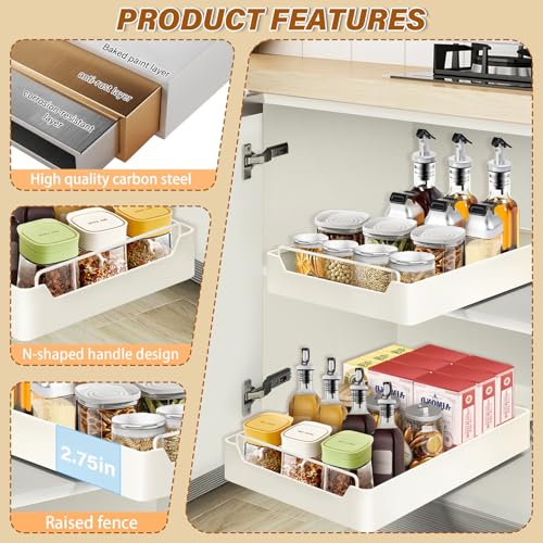 Adhesive Pull Out Cabinet Organizer: Carbon Steel Sliding Shelf