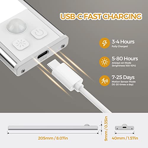 Motion Sensor USB Rechargeable Under Cabinet Lights, 3-pack
