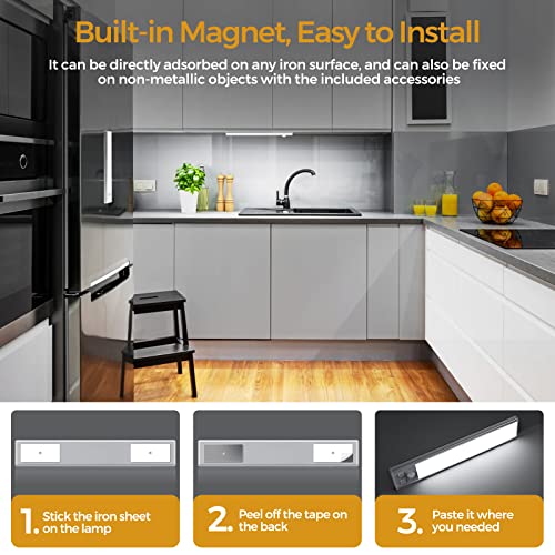 Motion Sensor USB Rechargeable Under Cabinet Lights, 3-pack
