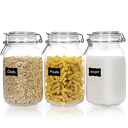 50oz Airtight Glass Jars with Lids for Kitchen Organization