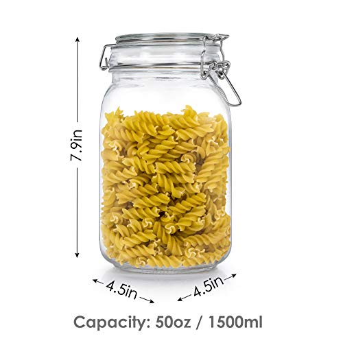 50oz Airtight Glass Jars with Lids for Kitchen Organization