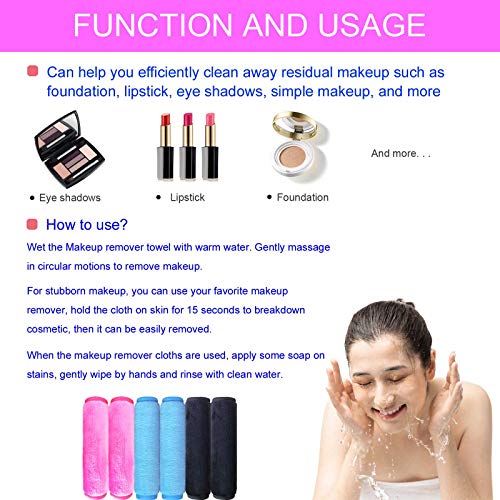 Makeup Remover Towel (6 Pack), Reusable Microfiber Cloth