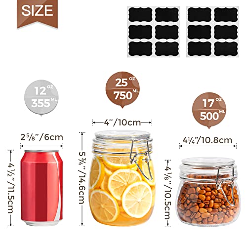 6-Piece Airtight Glass Canister Set for Kitchen Storage