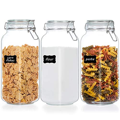 3 Pack Glass Food Storage Jars with Airtight Lids