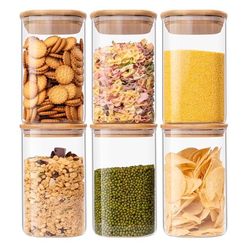 6-Piece Glass Food Storage Jars with Bamboo Lid