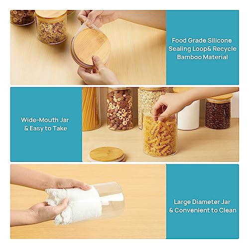 7 Pack Glass Food Storage Jars with Bamboo Lids