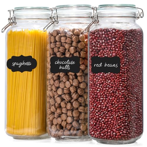 Large Glass Food Storage Jars, 3 Pack Square