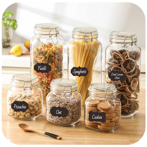 Large Glass Food Storage Jars, 3 Pack Square