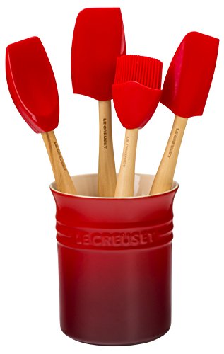 Le Creuset Silicone Utensil Set with Stoneware Crock