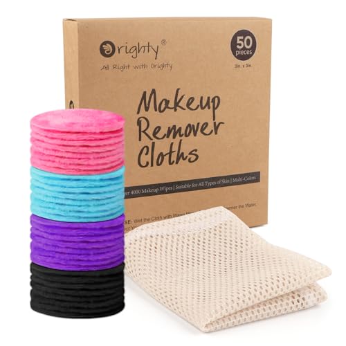 Eco-Friendly Reusable Makeup Remover Pads, 50 Count (Multi-Color)