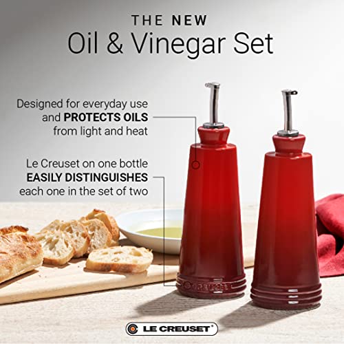 Le Creuset Stoneware Oil & Vinegar Set, Cerise