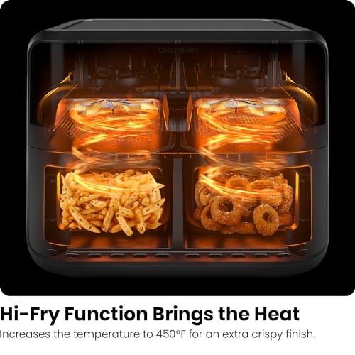 Chefman Dual Basket Air Fryer - Digital Touchscreen, Hi-Fry