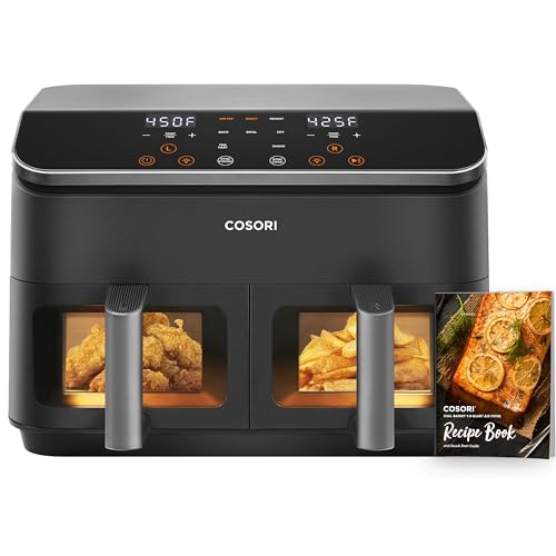 COSORI 9-Qt Dual Basket Air Fryer: Large, 8-in-1