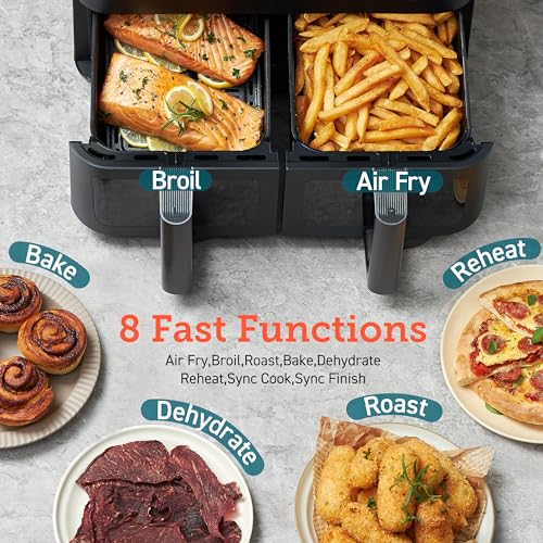 COSORI 9-Qt Dual Basket Air Fryer: Large, 8-in-1