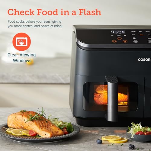 COSORI 9-Qt Dual Basket Air Fryer: Large, 8-in-1