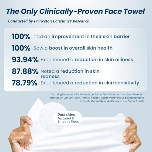 Clean Skin Club Biobased XL Face Towels, 50 Ct