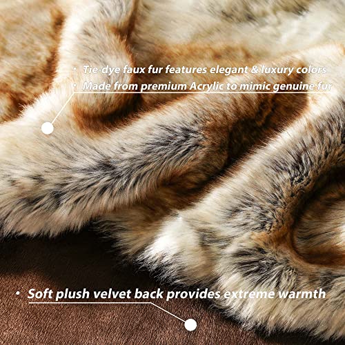 Luxurious Brown Faux Fur Throw Blanket, 60 x 80